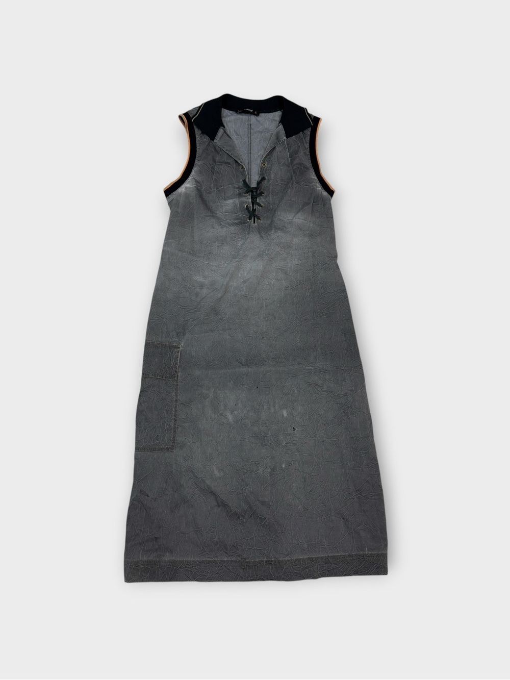 Distressed Cop-Copine Paris Crinkle Texture Midi Dress